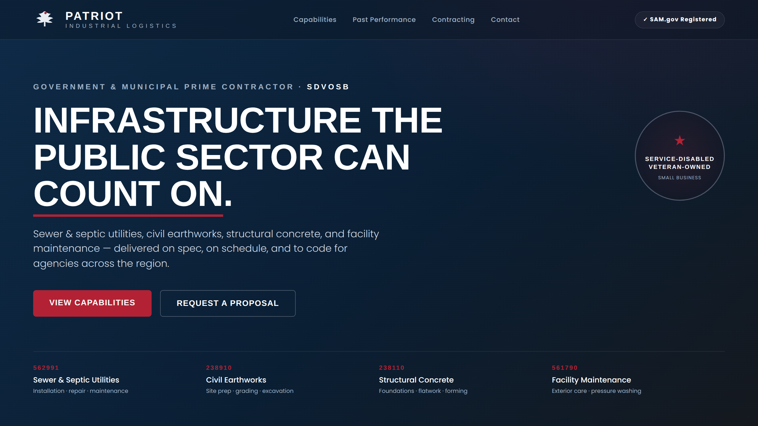 Patriot Industrial Logistics website sample